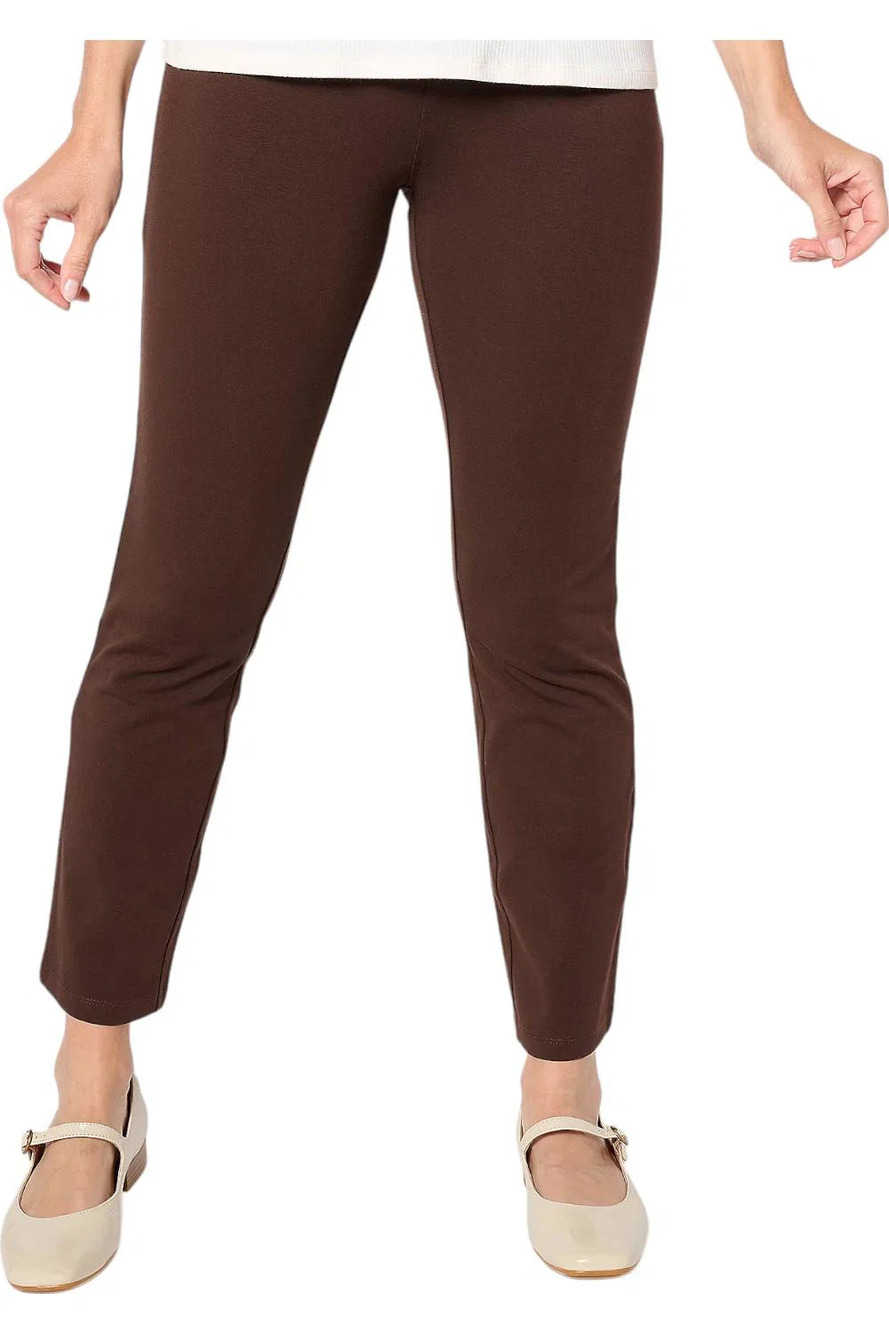 Susan Graver Women's Premium Stretch Slim Leg Pant Chocolate - Petites